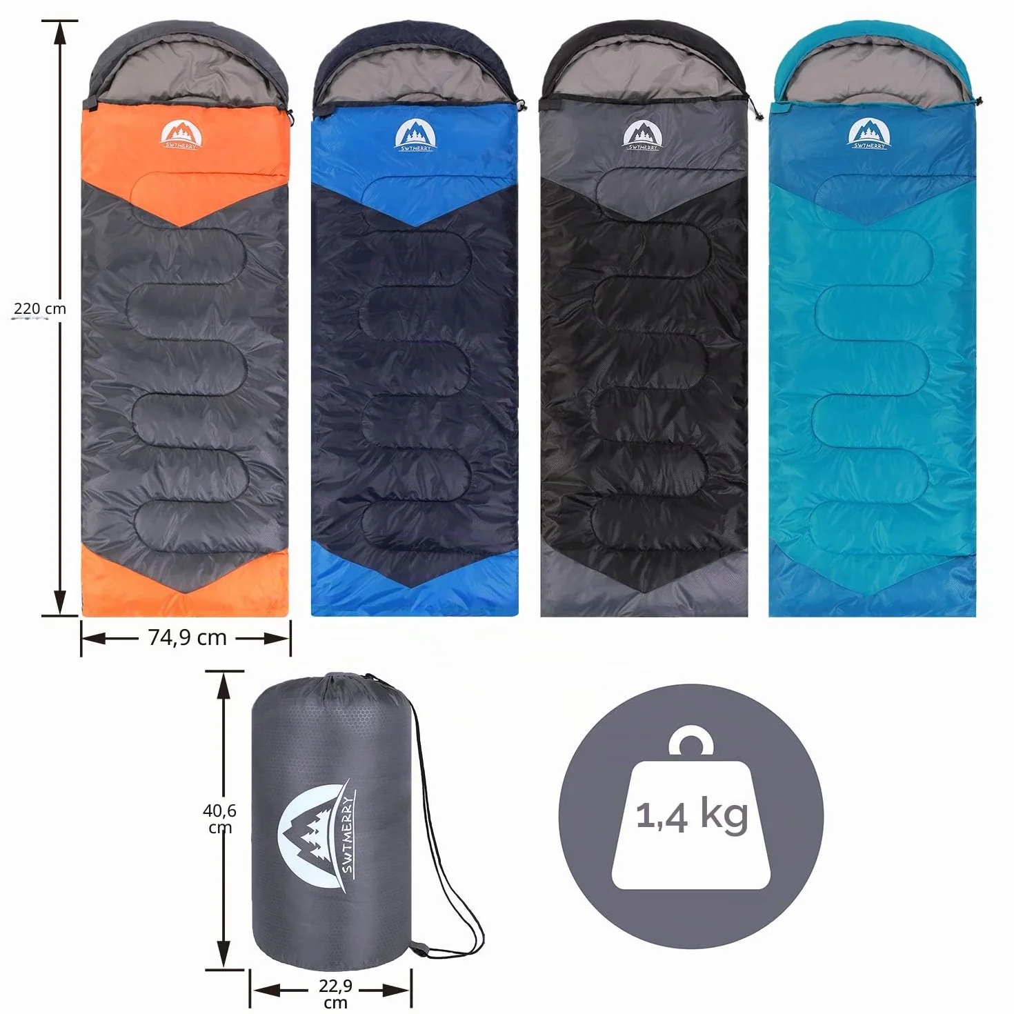 Sac de couchage 4 saisons imperméable léger pour randonnée camping enfants adultes