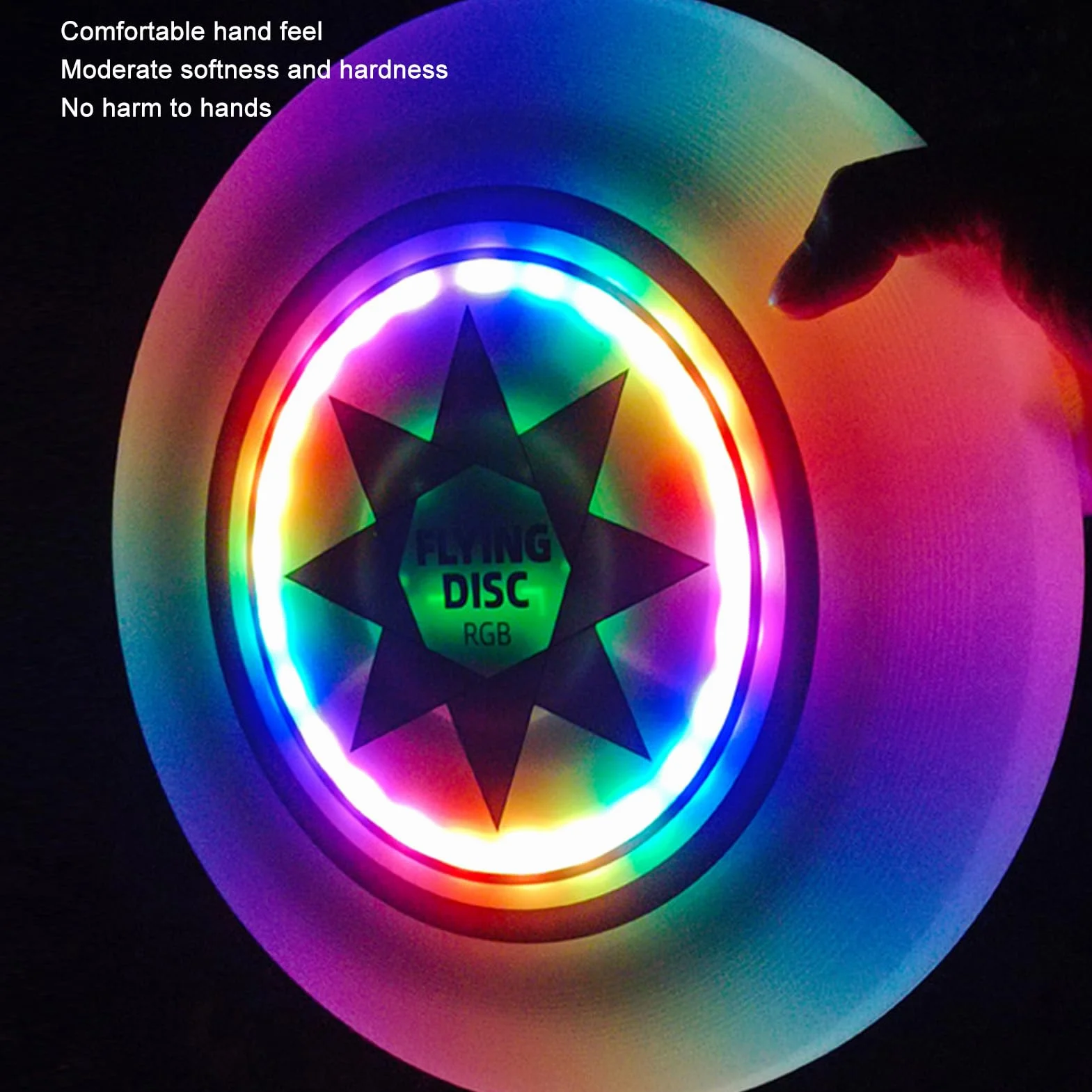 Yunir Disque Volant LED, 8 Modes de Lumière éblouissante RVB, Disque Volant étanche et Rechargeable, Cadeaux D'extérieur pour Hommes, Garçons, Adolescents et Enfants