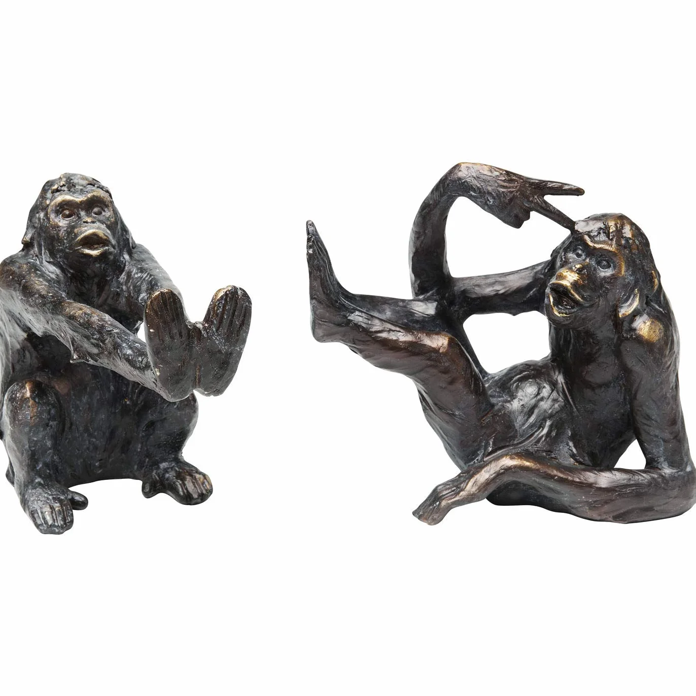 Kare Design Serre-Livres Monkey Noir Cuivré Lot de 2 17x20x10 cm