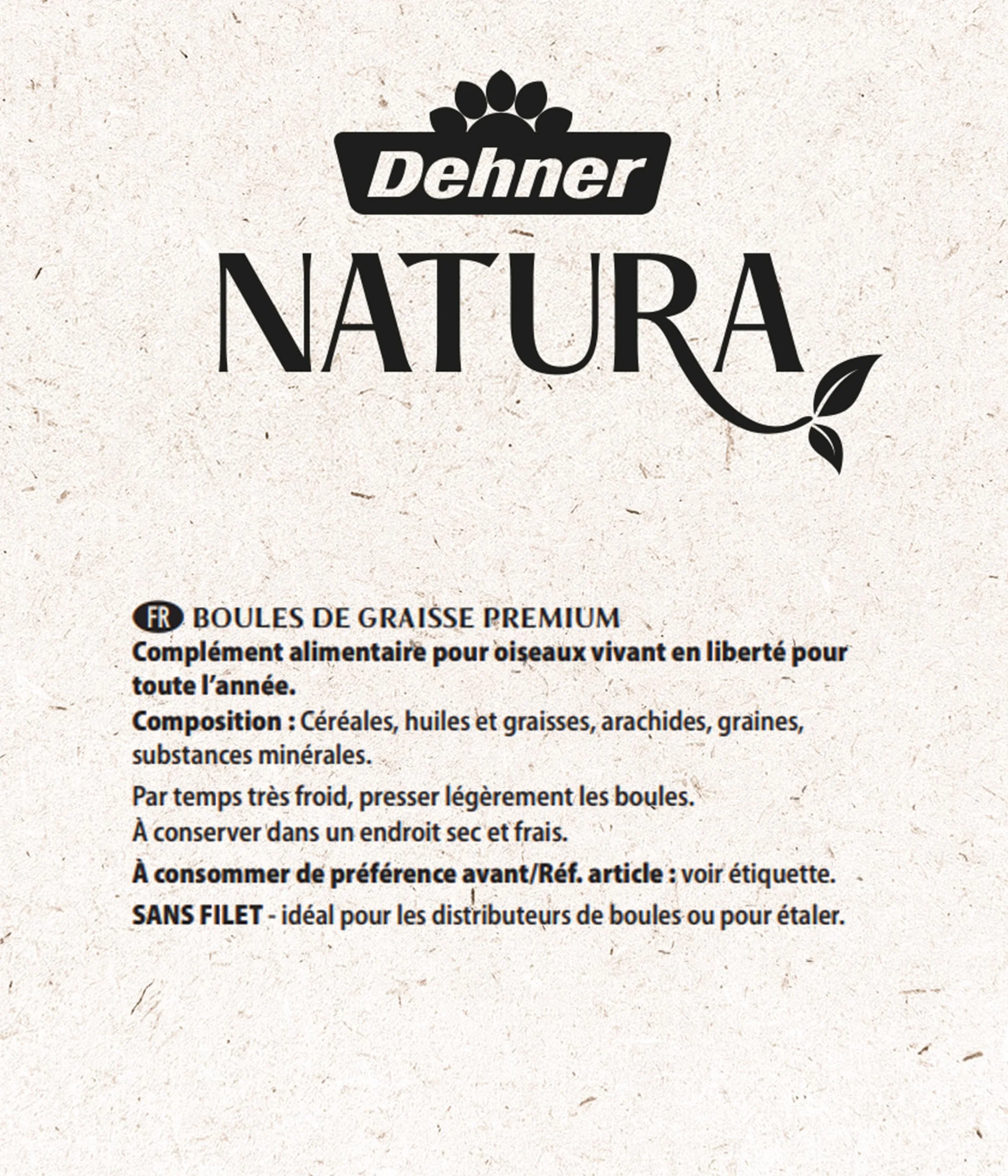 Dehner Natura Lot 100 Aliments Oiseaux Sauvages Boules Graisse sans Filet Carton 10 kg