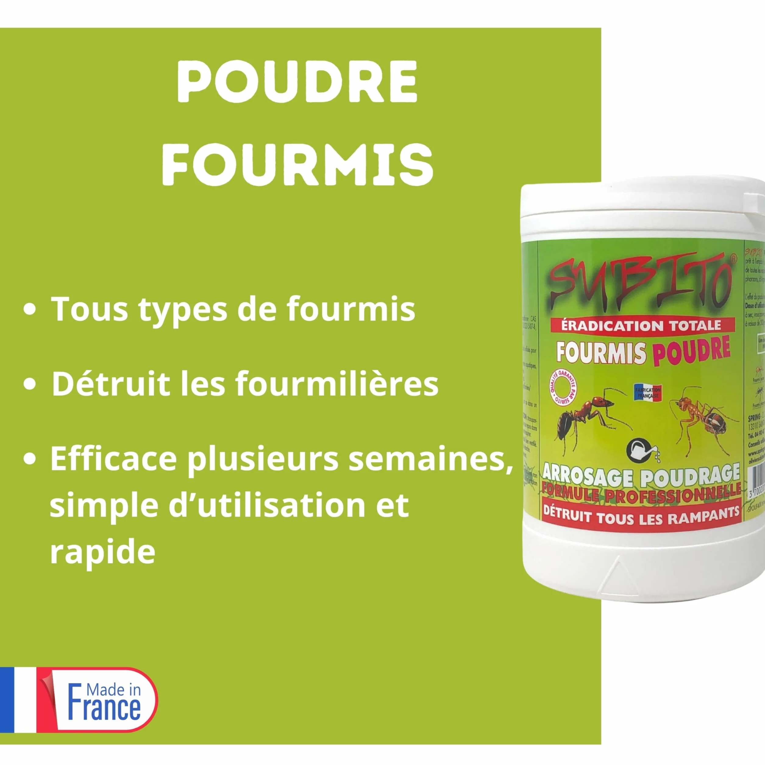 Anti Fourmis Poudre 400G - Fourmicide Puissant Intérieur Extérieur