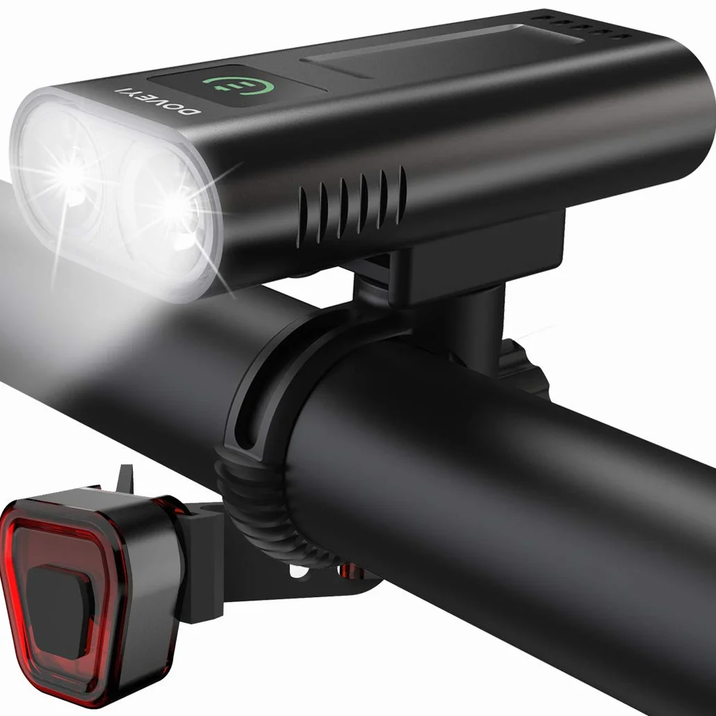 Éclairage vélo,Lampe Velo LED puissantes 6400mAh Phare de Luminosité 2400 Lumen Ensemble Lumière Vélo Rechargeable Étanche Avant et Arrière pour VTT, VTC