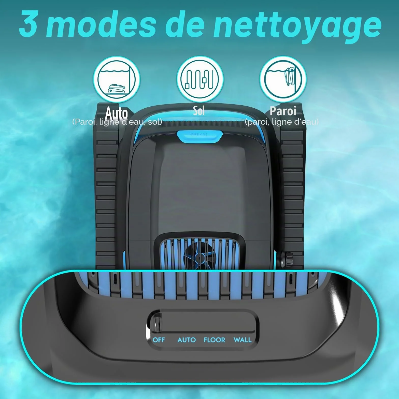 PC10 Robot Piscine sans Fil Sol et Parois, Aspirateur Piscine Batterie 18927 LPH 170 ㎡