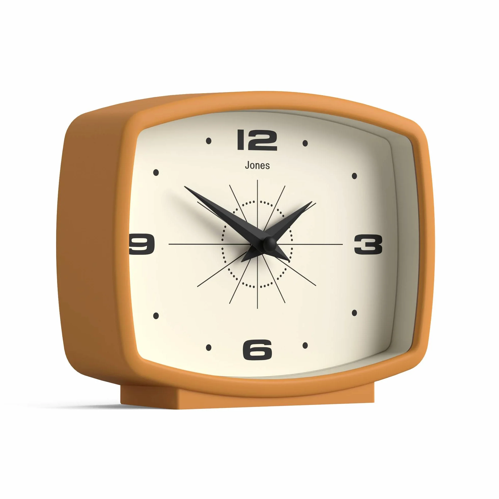 JONES CLOCKS® Horloge de Bureau Rétro Rectangulaire Jaune Moutarde Style Milieu du Siècle