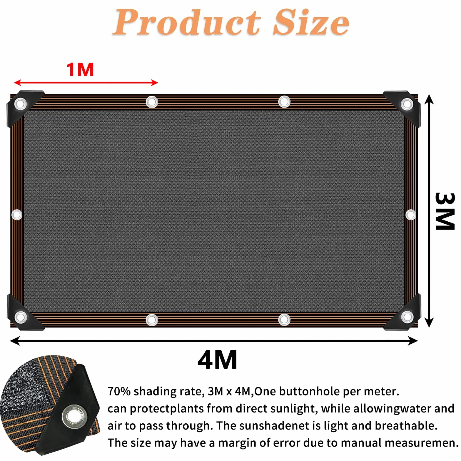 Filet D'Ombrage Extérieur UV Protection Solaire 3x4m