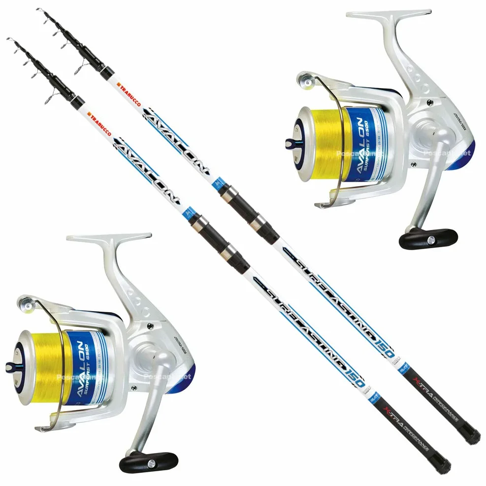 Trabucco Kit surfcasting Avalon 4 m 150 g 2 cannes 2 moulinets 6500 avec fil