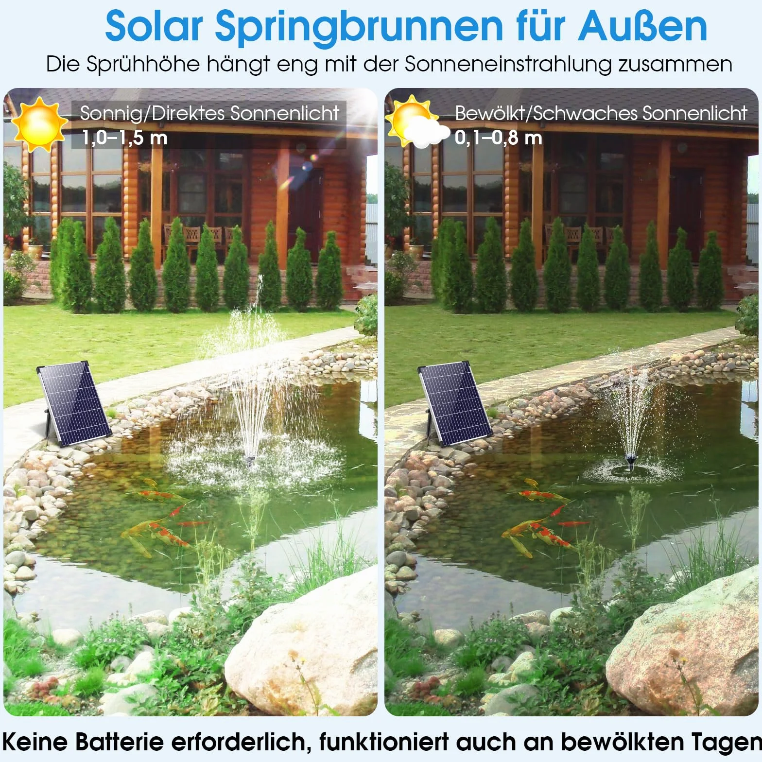 Pompe de bassin solaire extérieur 12 W avec tuyau 2 m câble 5 m fontaine solaire
