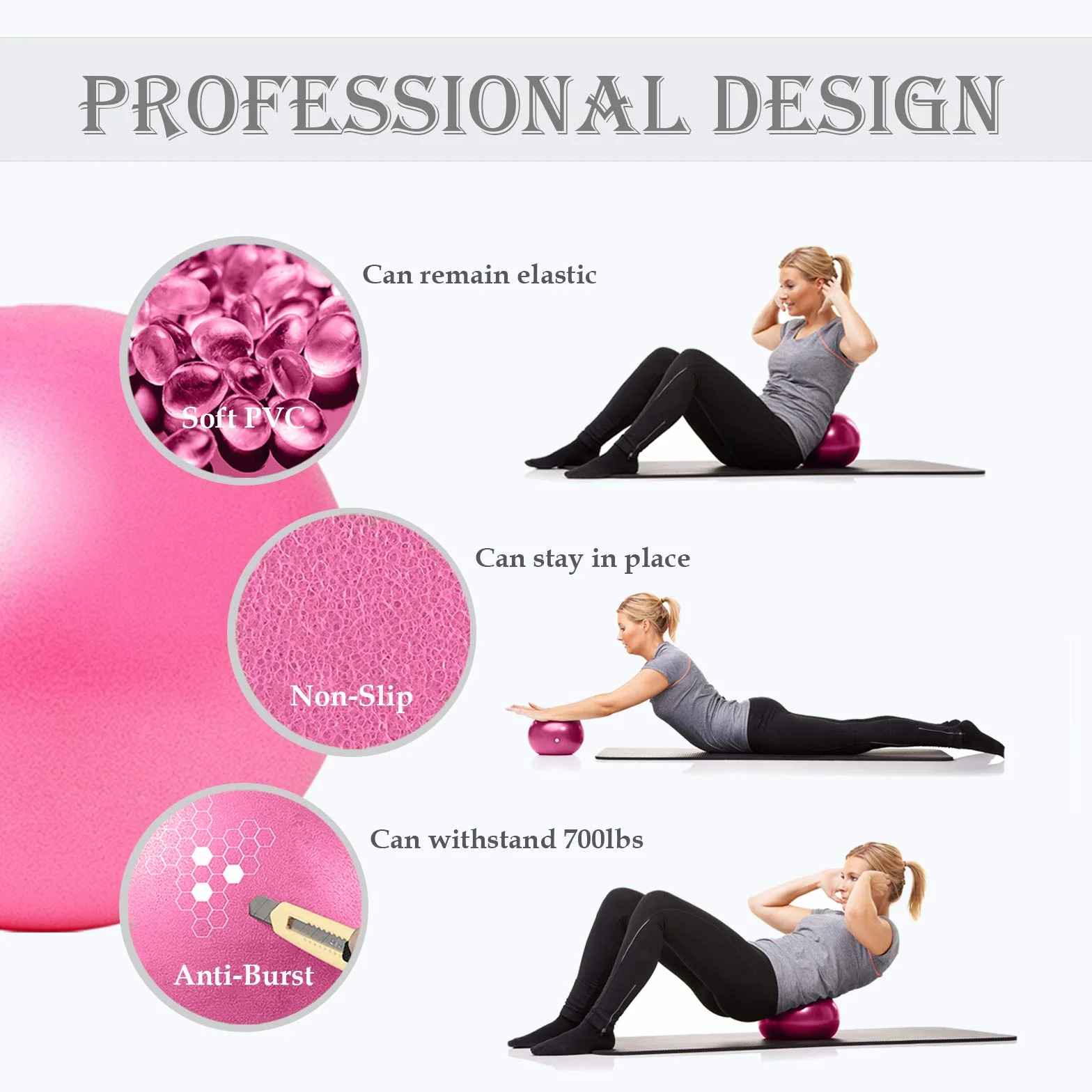 Ballon Pilates 25 cm, Balle Fitness, Ballon Paille, Petit Pilates Ball Plastique, Swiss Ball de Gym Yoga Grossesse Siege Bureau, Formation de Base & Thérapie Physique & Améliorer l'équilibre