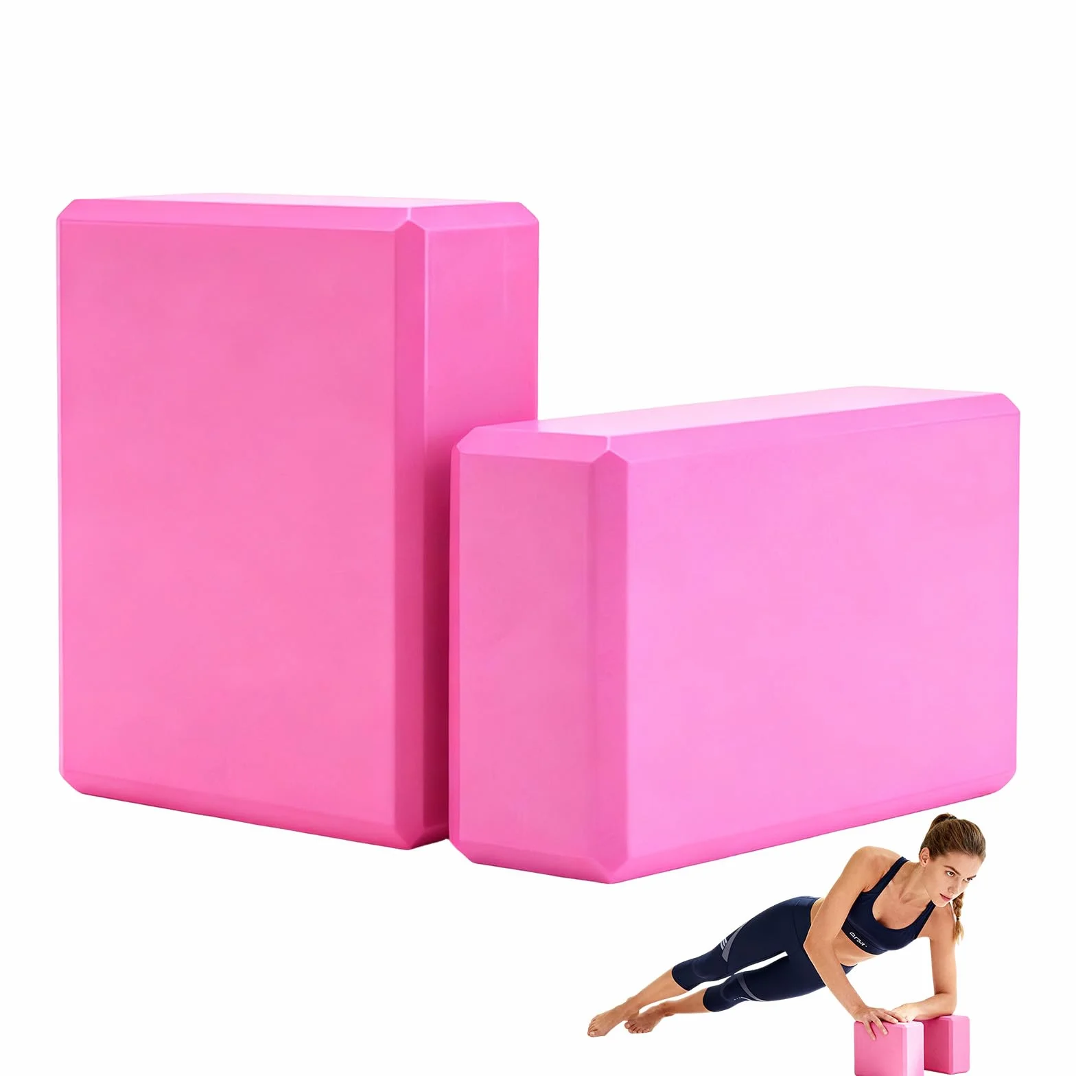 Ensemble de 2 Briques Yoga – Mousse Haute Densité Antidérapante, Accessoire Parfait pour Pilates, Danse et Équilibre Gymnique (Rouge)