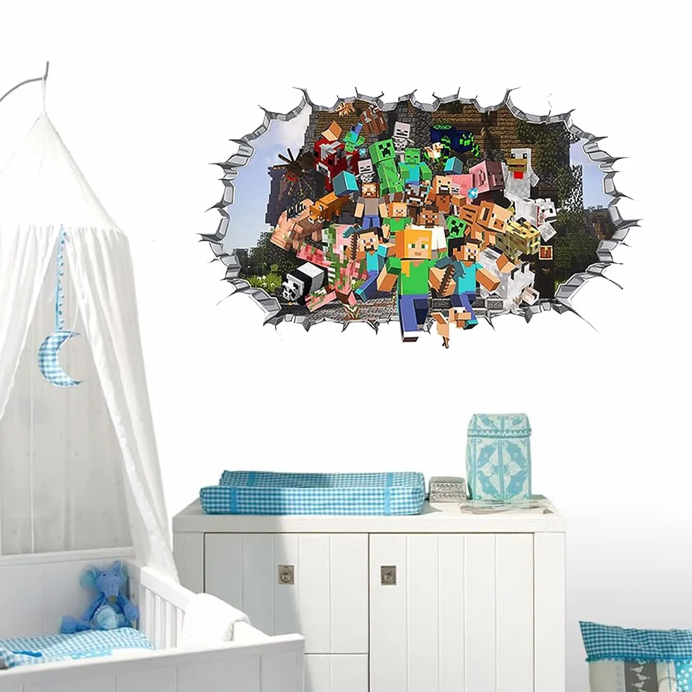 Autocollants Muraux Enfants Gamer 3D, Sticker Mural Garçon Dortoir - Décoration Chambre