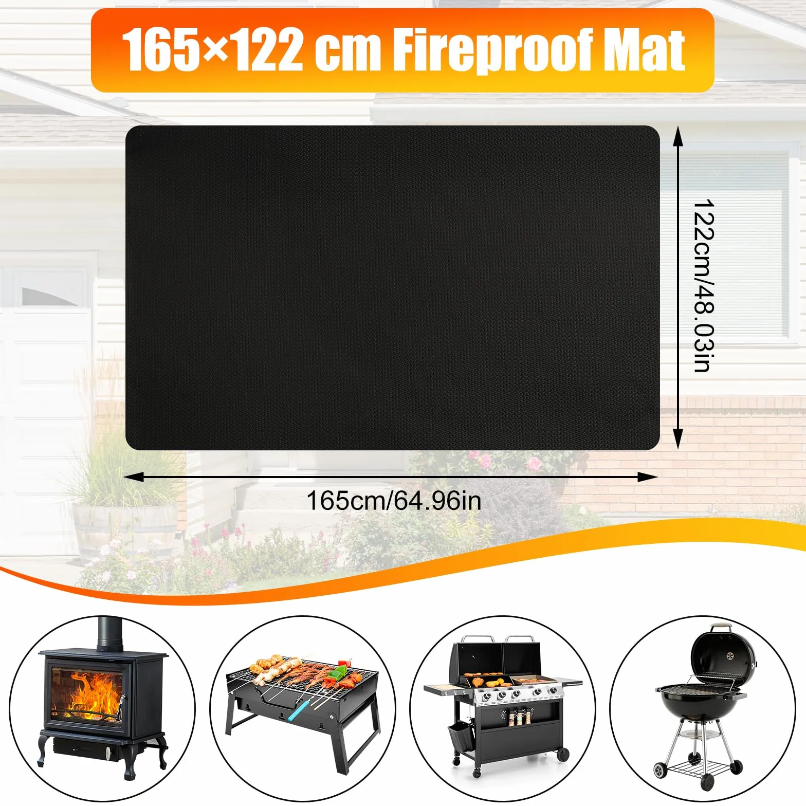 Tapis Ignifuge 165 × 122cm de Barbecue Sol Exterieur Pliable, Imperméable et Résistant à l'huile