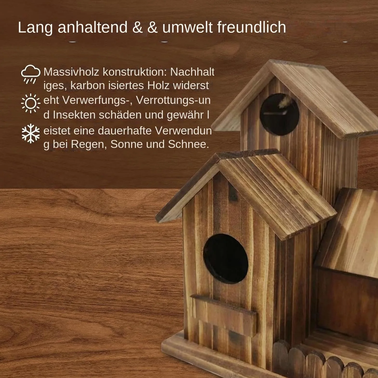 Mangeoire en bois de cèdre 25 cm résistante aux intempéries avec couvercle à charnière et fenêtre pour arbres extérieur