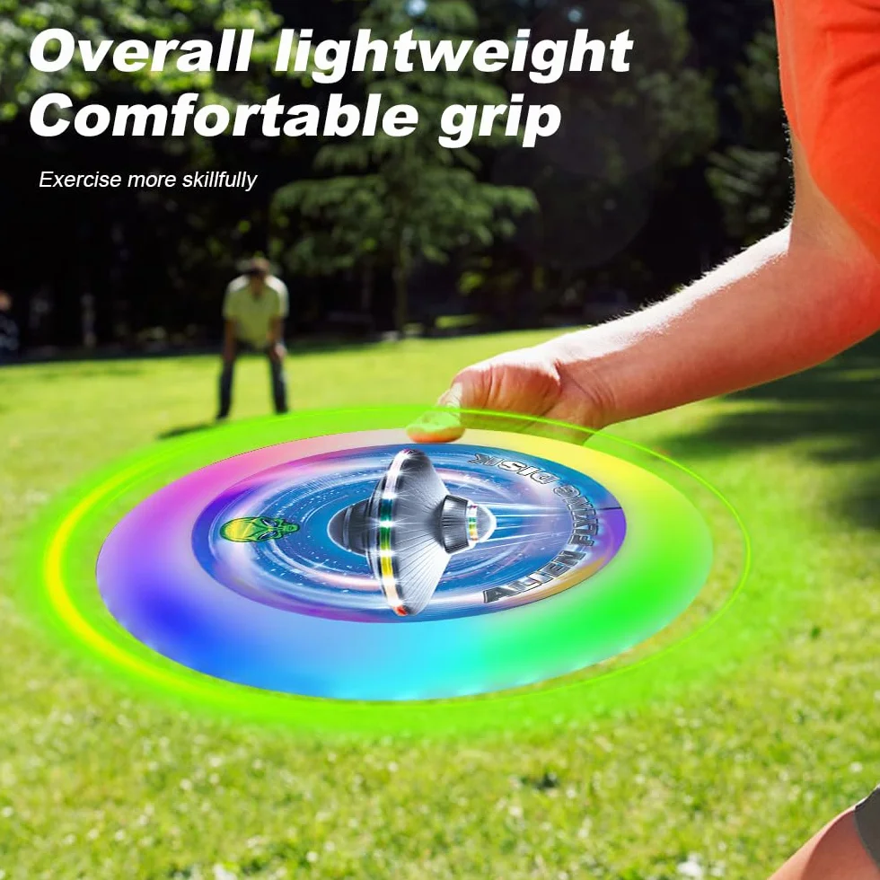 Frisbee Lumineux LED 12 Effets Etanche Batterie Rechargeable 38 Lumières Extérieur