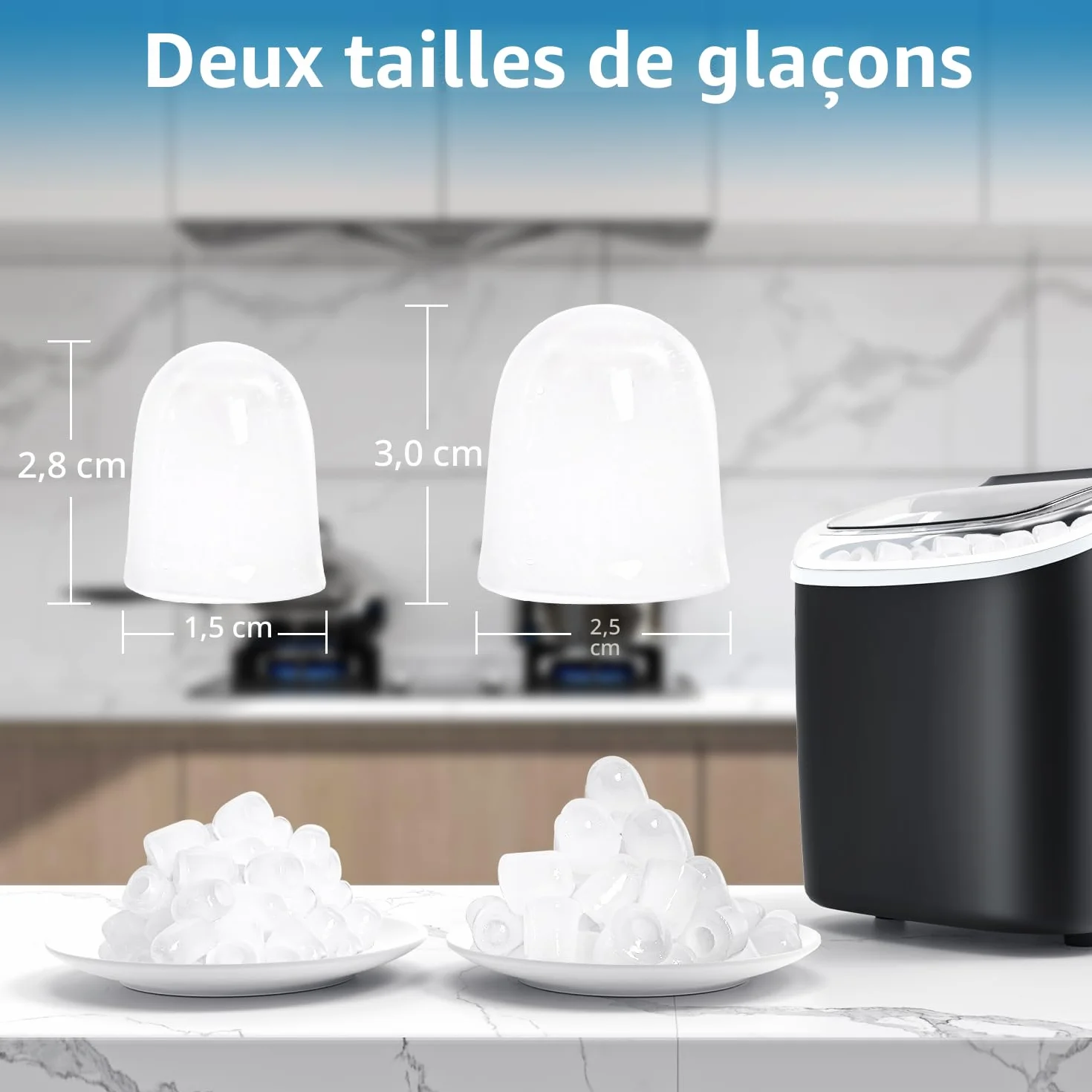 Machine à Glaçons Autonettoyante Portable 2 Tailles Bullet PALINTH