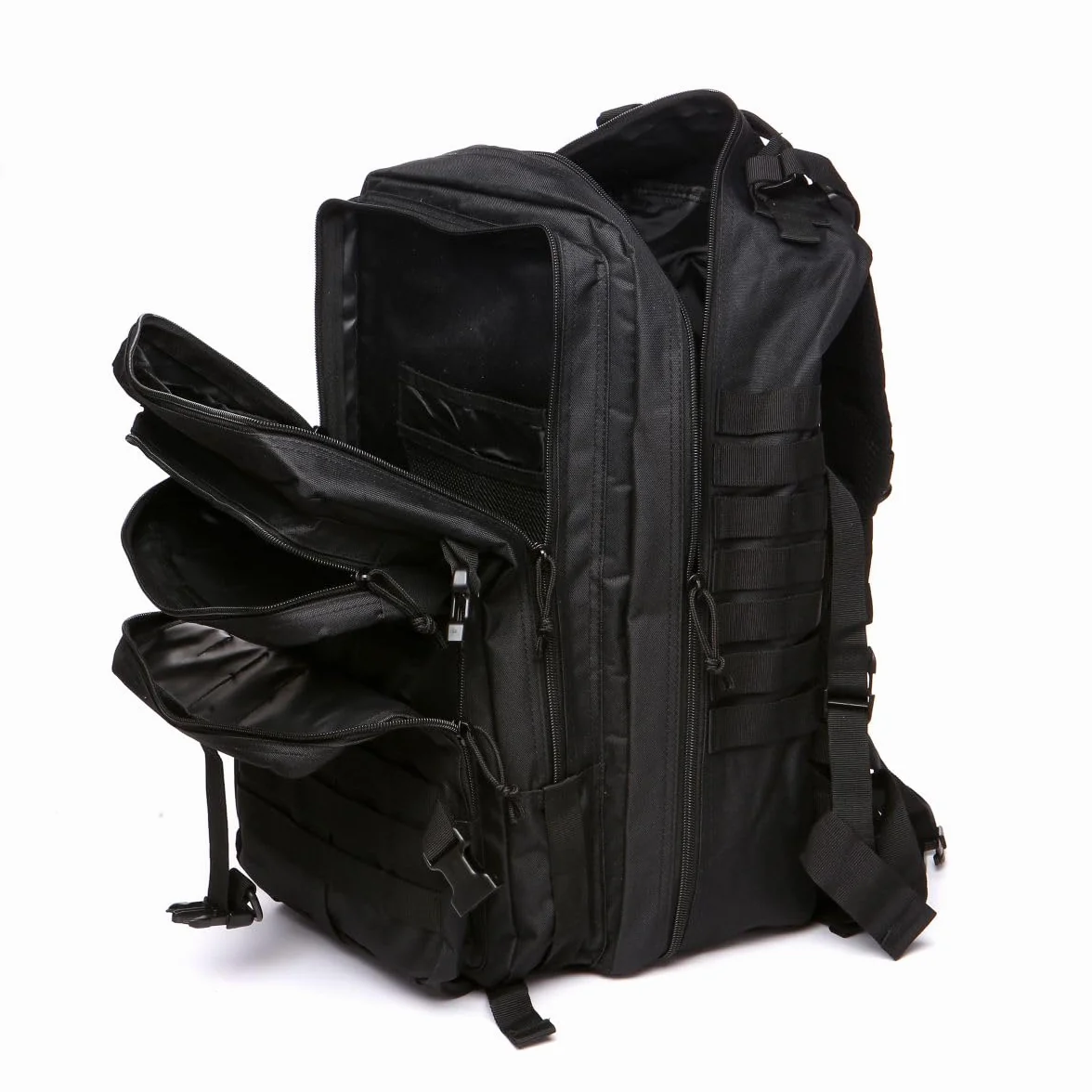 Sac À Dos Tactique 50 Litres - Grande Capacité Système MOLLE Militaire Imperméable Idéal Pour Urgences De 3 Jours Chasse Randonnée Et Camping Sac À Dos Pour De Plein Air (Noir)