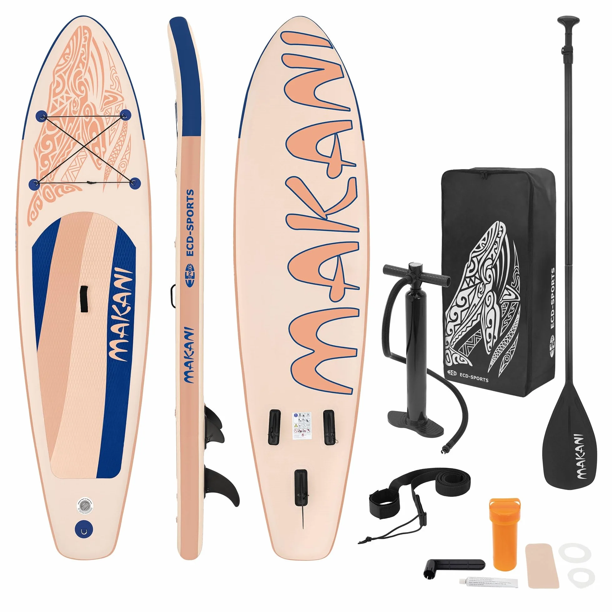 ECD Germany Stand Up Surf Paddle Board Gonflable 305/308/320/380 cm | PVC | jusqu'à 120/150 kg | Épaisseur 10/15 cm | Planche de Surf Pagaie Sac de Transport Pompe à Air | Diverses Couleurs Modèles