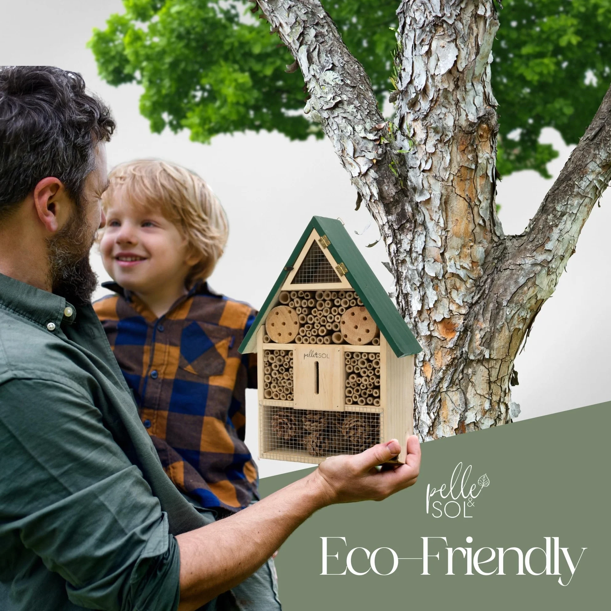 Pelle & Sol Maison à Abeilles écologique | Hôtel à Insectes en Bambou résistant aux intempéries pour Jardin