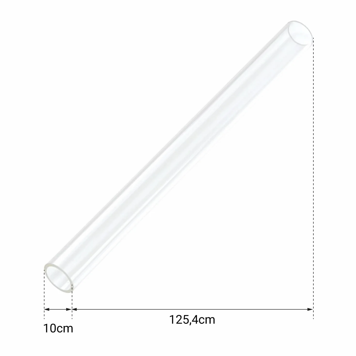 Tube en Verre de Remplacement pour Parasol Chauffant Gaz STOCKHOLM – Transparent Ø10 × H125,4 cm