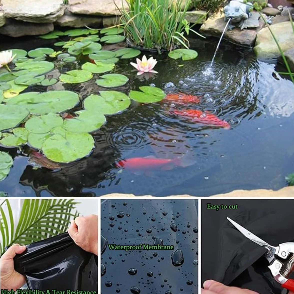 Bâche de bassin noire 10 x 10 m résistante aux UV 5 mm épaisseur pour bassin