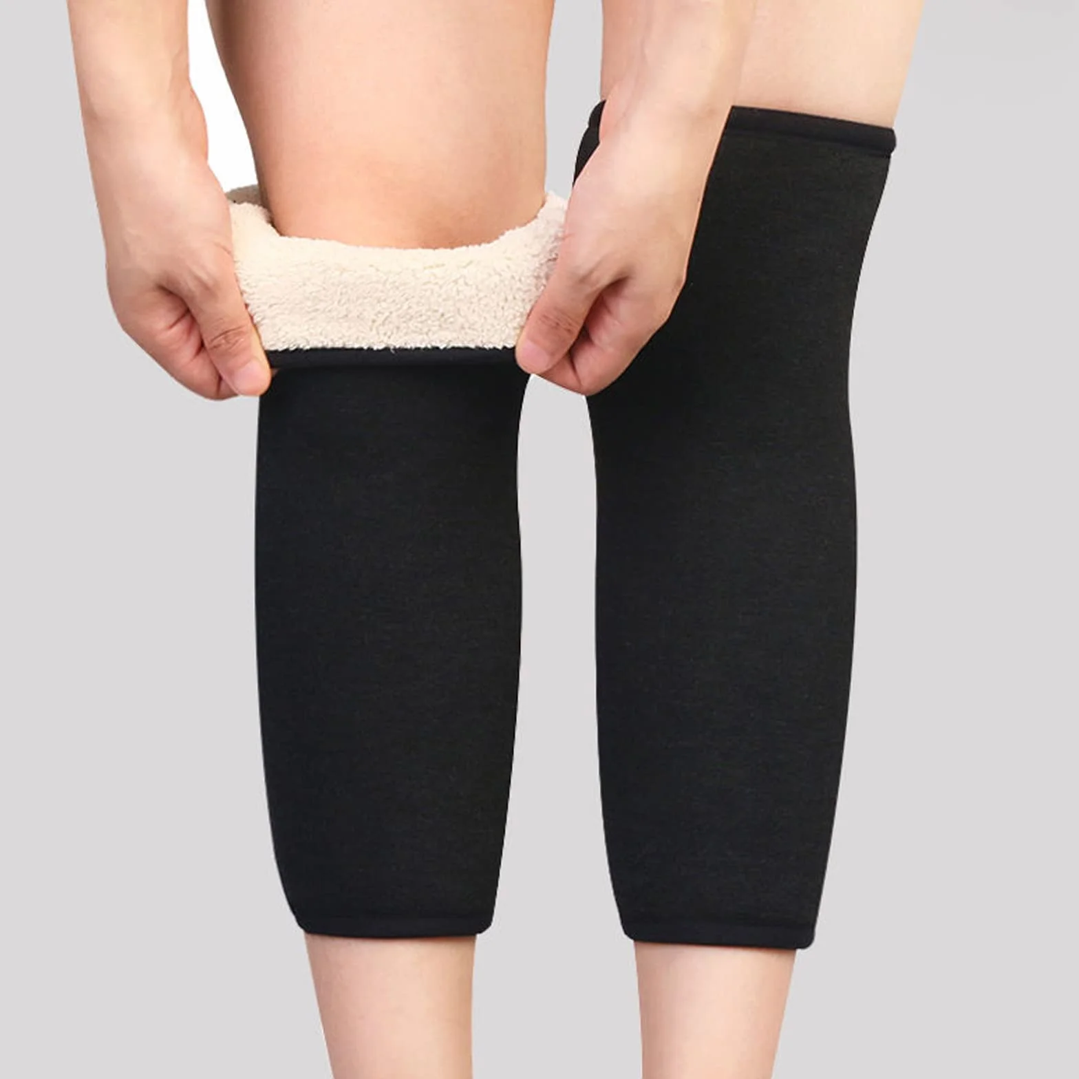 Genouillères en Cachemire Thermiques d'Hiver Épaisses, Unisexe, Noir, Taille Unique, Chaud Protège-Genou, Utilisées pour Garder les Jambes au Chaud