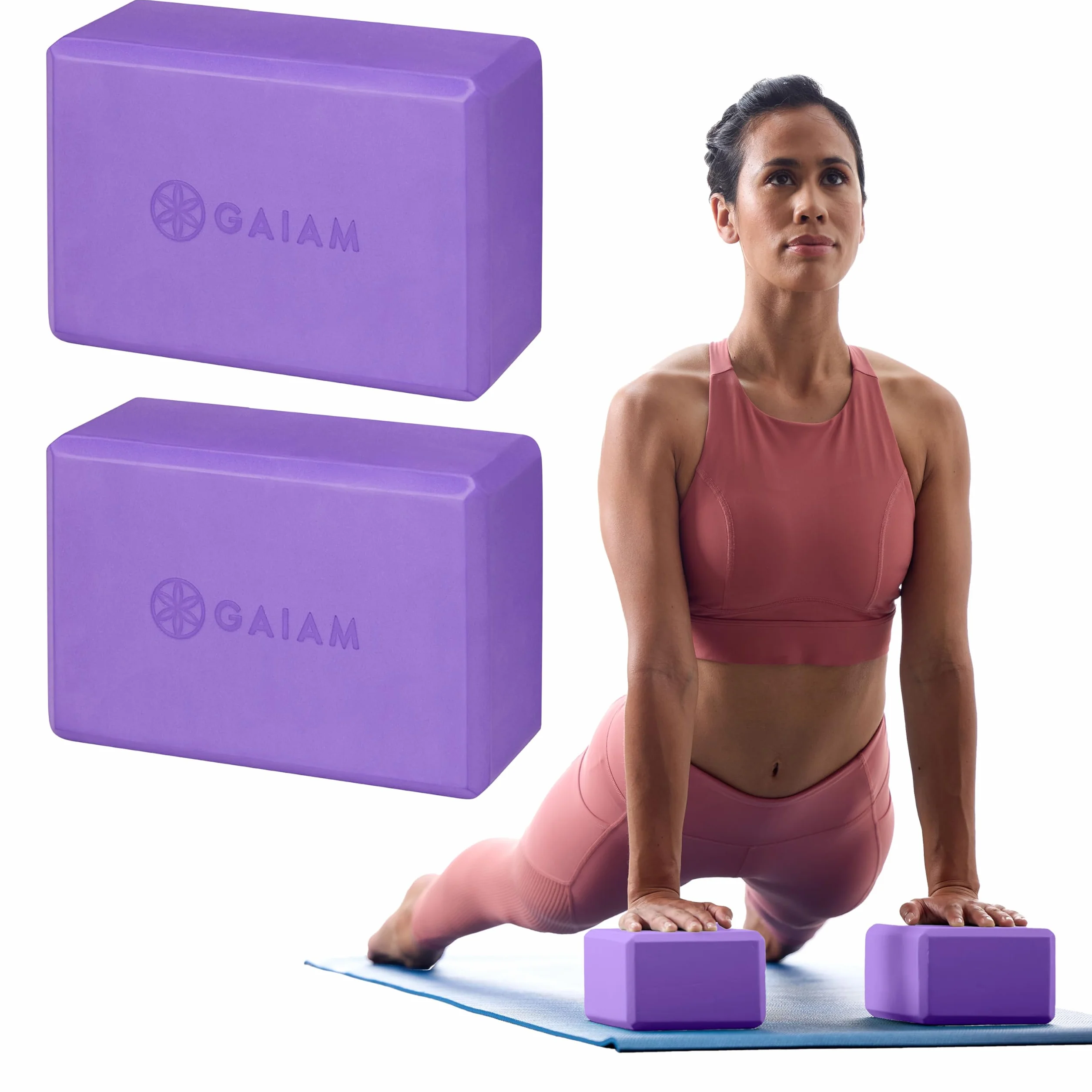 KRETIX Gaiam Essentials Lot de 2 Blocs de Yoga – Surface en Mousse Souple antidérapante pour Yoga, Pilates, méditation