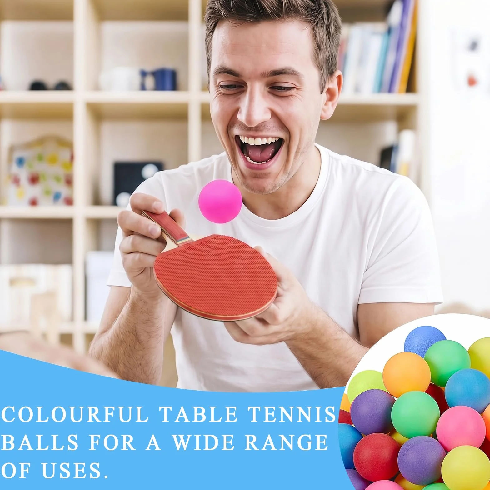 Balles de ping Pong, 50 Pieces Balle ping Pong Exterieur, 40mm Balles de Tennis de Table pour Enfants, Jeux de Fête, Jouets pour Chat, fête de la Famille