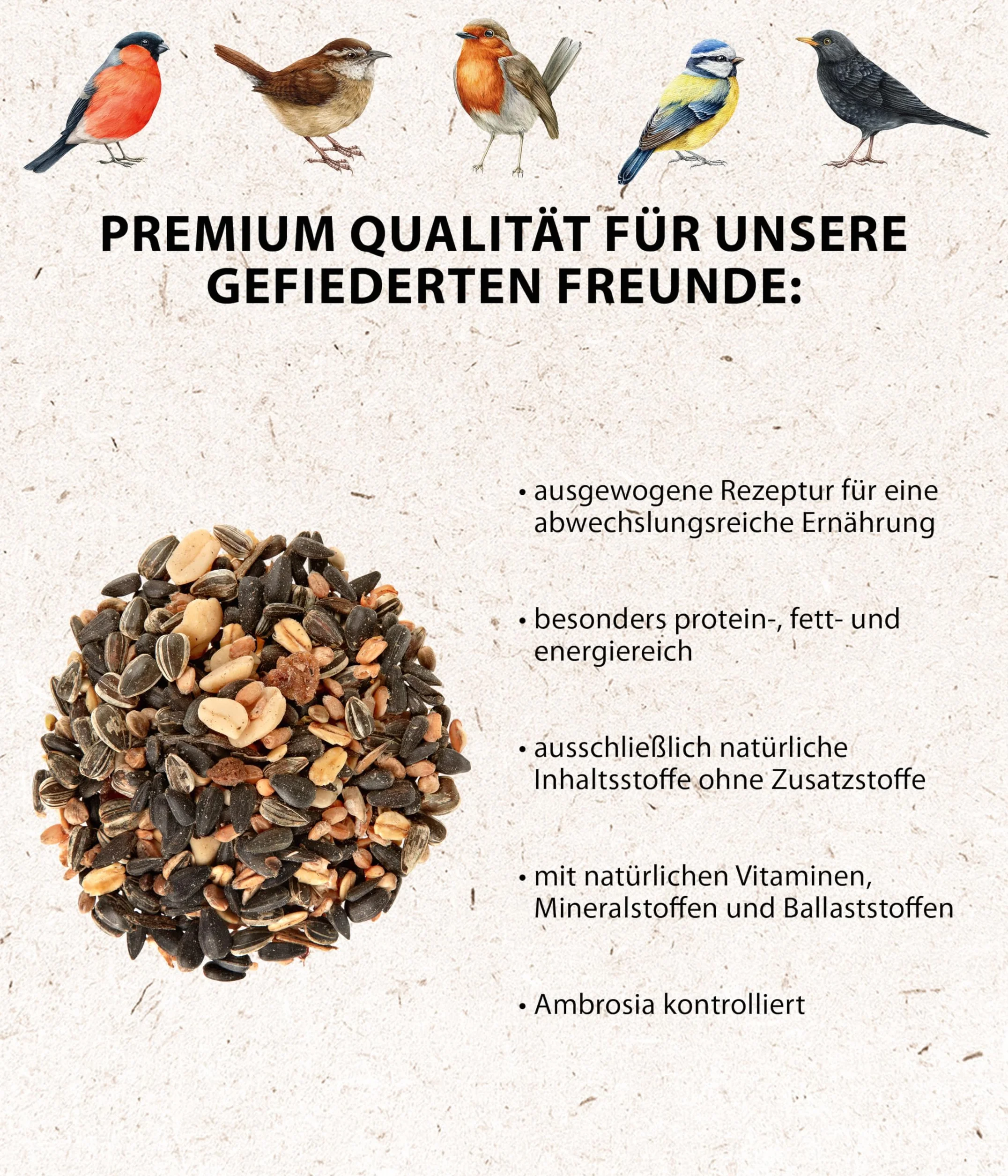 Dehner Natura Premium Nourriture pour Oiseaux Sauvages, mélange de graines, 20 kg