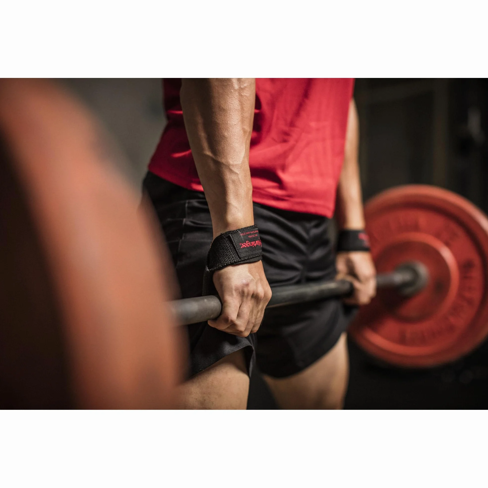 Harbinger 21.5" Sangles de levage en coton rembourrées- La longueur prolongée offre une prise plus forte, la couture robuste et les onglets enroulés augmentent la durabilité pour levées lourdes,Noir