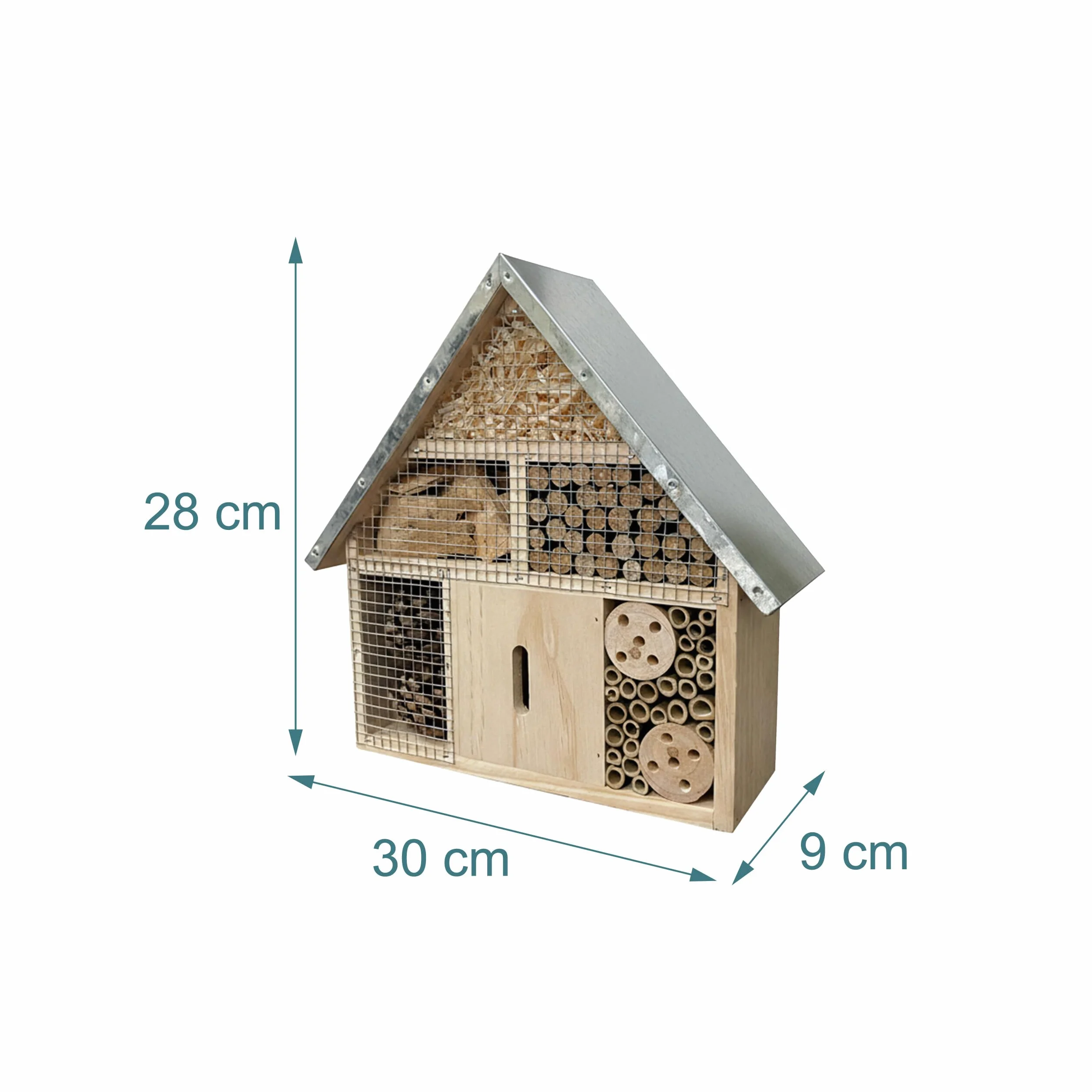 Relaxdays Hôtel à Insectes en Bois, Toit Métal Zingué, 28x30x9 cm