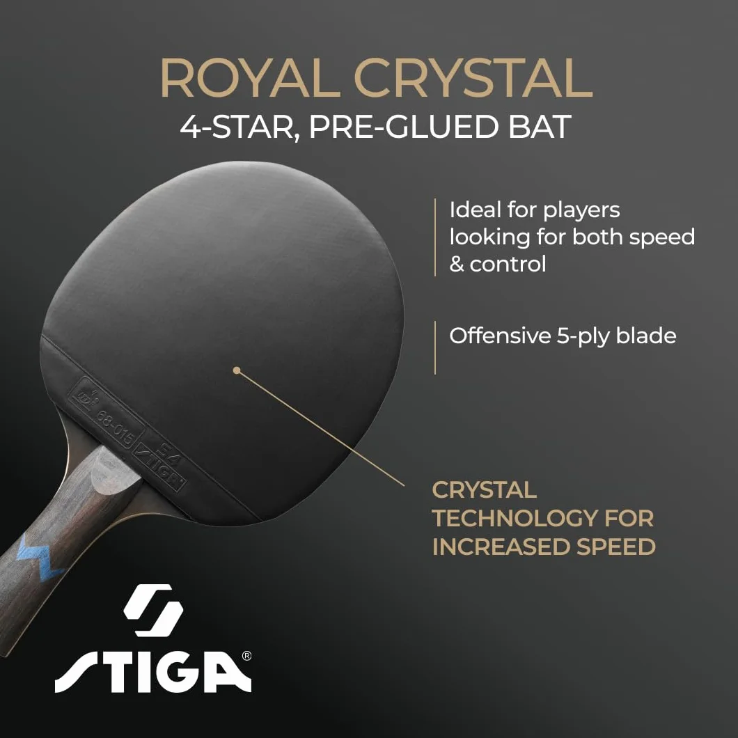 Stiga Royal 4-Star Table Tennis Ping Pong Bat, Black/Red