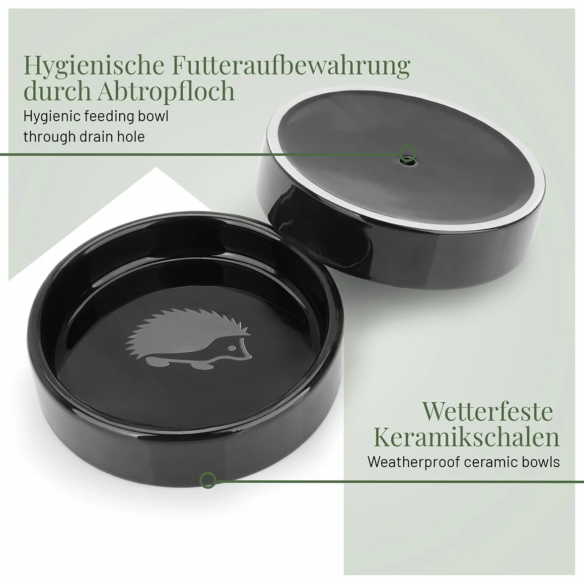 WILDLIFE HOME Mangeoire pour Hérisson 12 cm Station d'Alimentation Debout Résistant Lot de 2