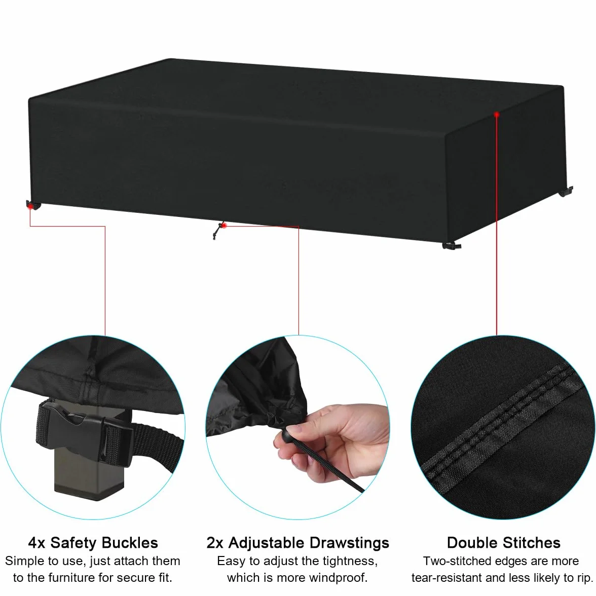 Housse Transat Impermeable Anti-UV 200x68x30cm Protection Exterieur Jardin