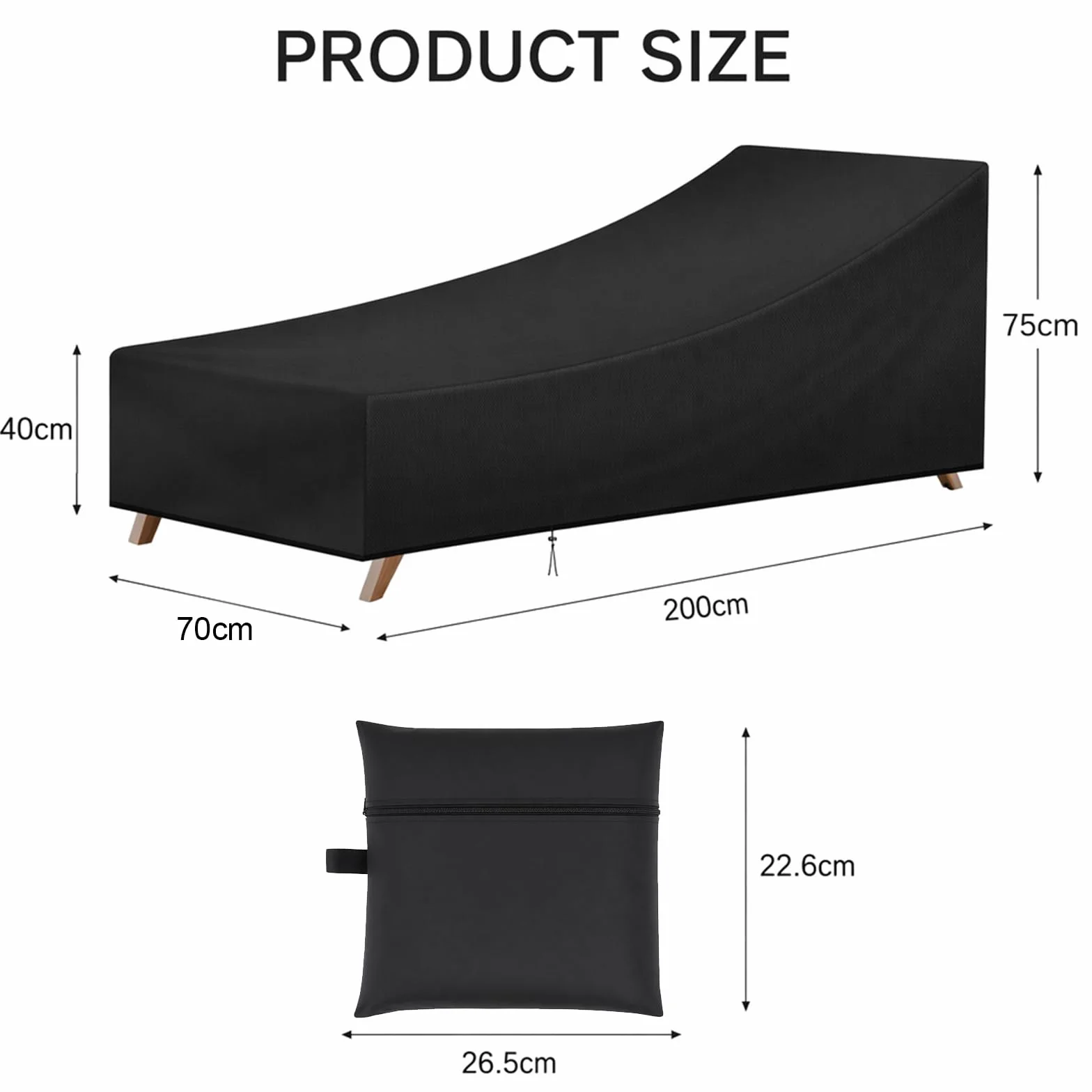 Housse Transat Imperméable Oxford 210D Protection UV 200x70x75 cm