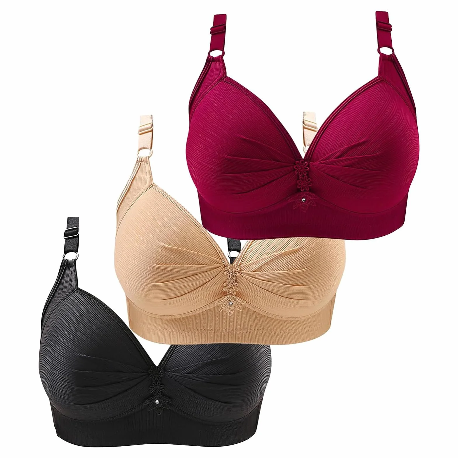 Soutiens-Gorge Push-up sans Armatures en Coton pour Femme Grande Taille Bretelles réglables