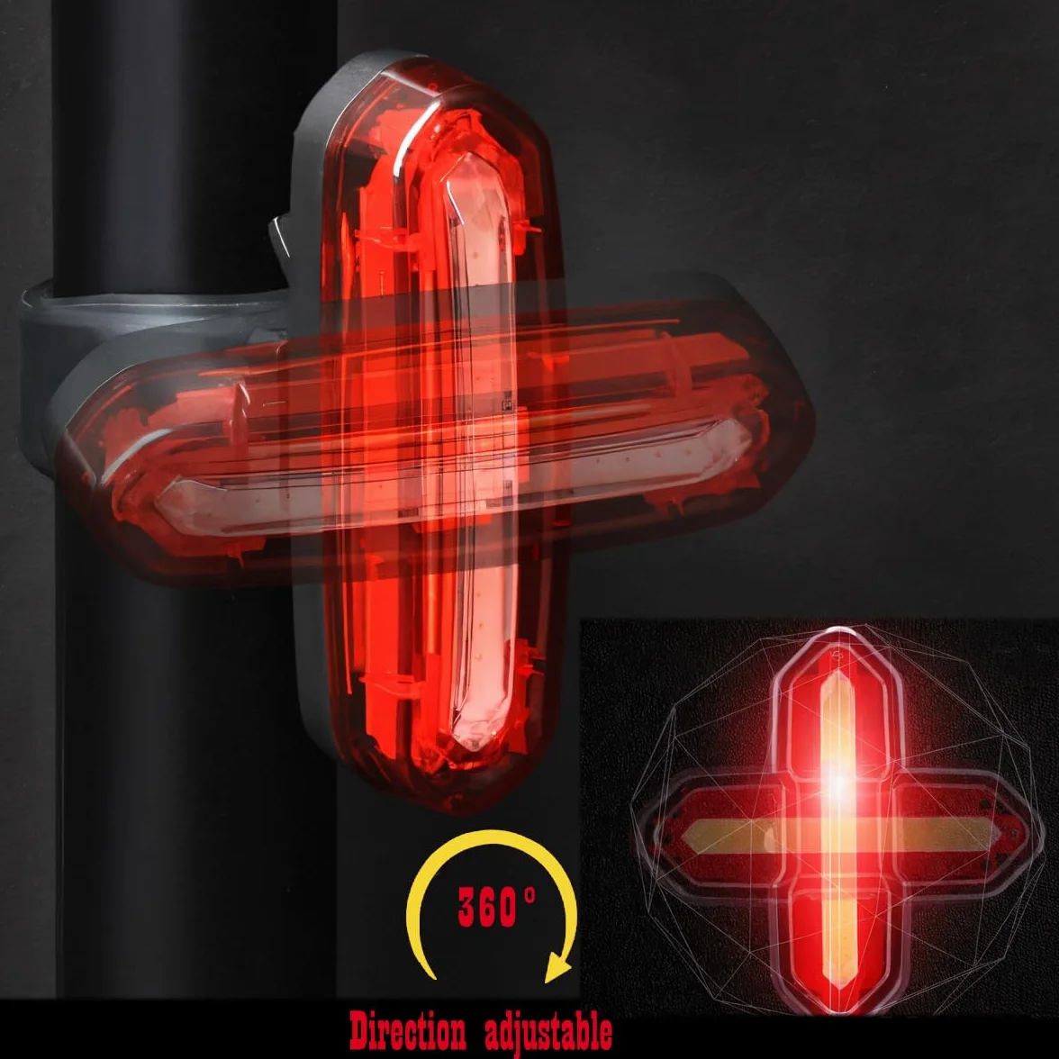 Éclairage Vélo, Ensemble Lumière Vélo LED Puissante USB Rechargeable Avant et Arrière, Lampe Vélo Etanche 6 Modes Phare de Vélo LED pour Cyclysme VTT, VTC, Bicyclette, etc