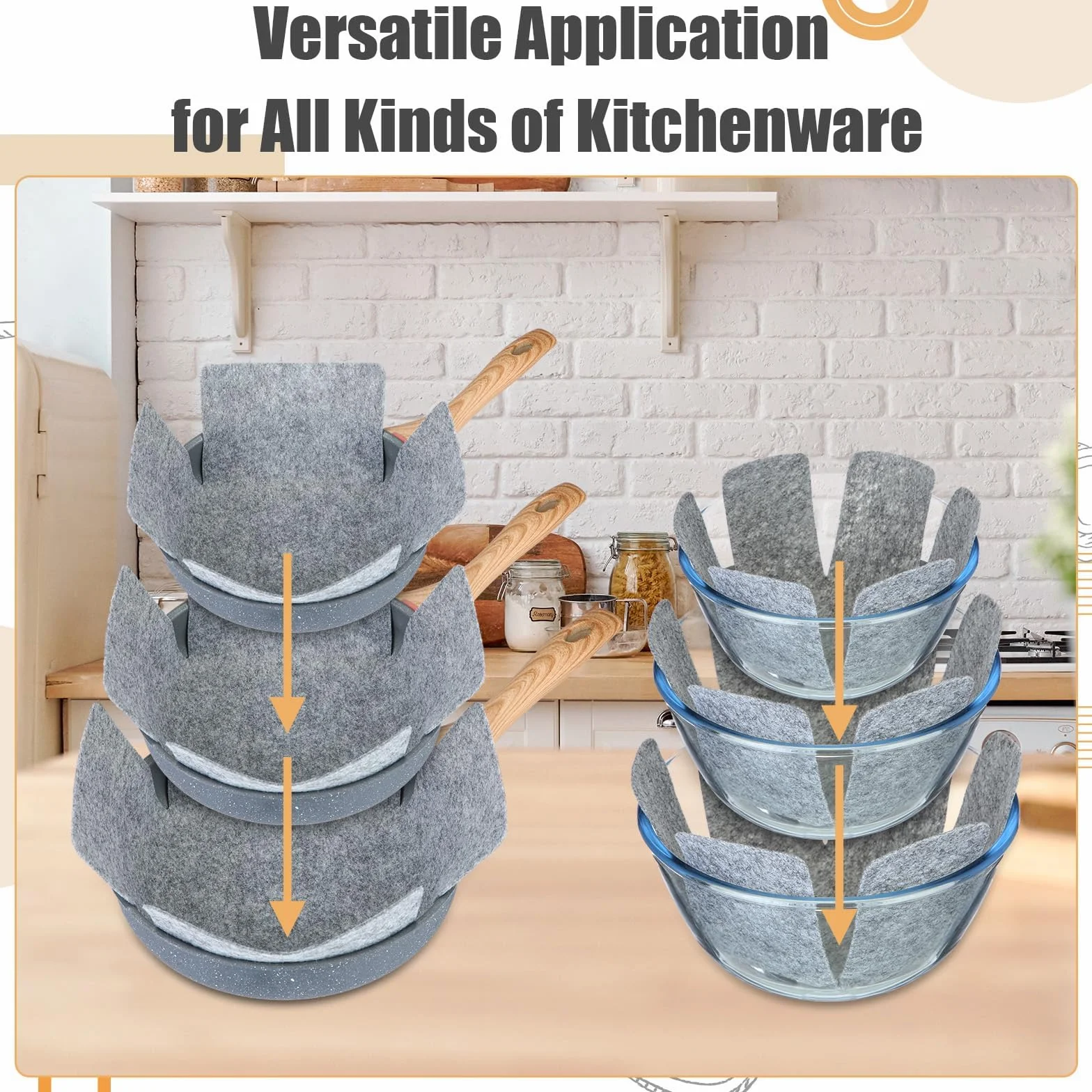 Lot de 10 protège-poêles en Feutre 26 cm Résistant à la Chaleur Antidérapant Protection poêle et Casserole