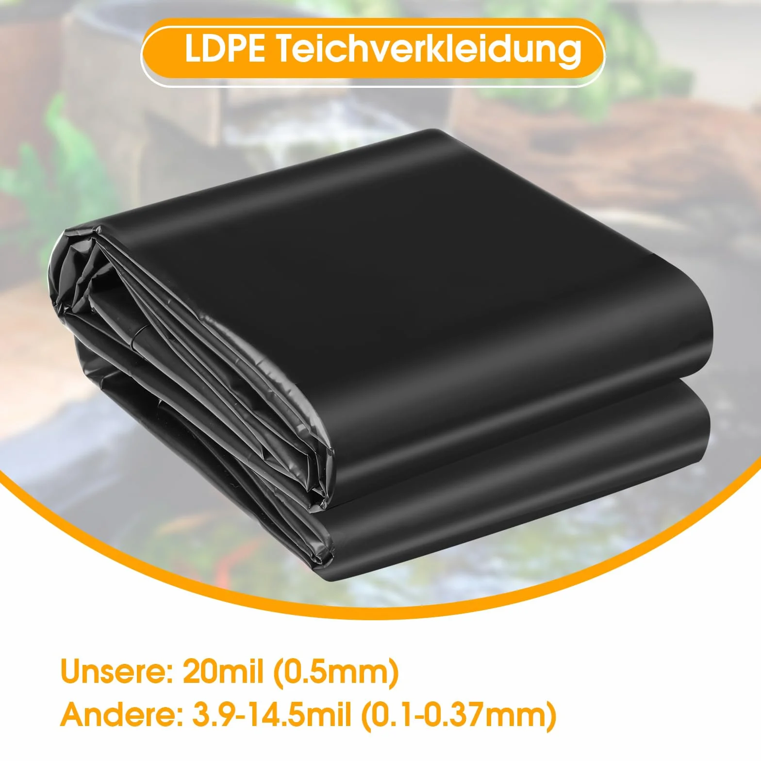 Bâche pour bassin LDPE noir 157x197 pouces résistante à la déchirure lourde