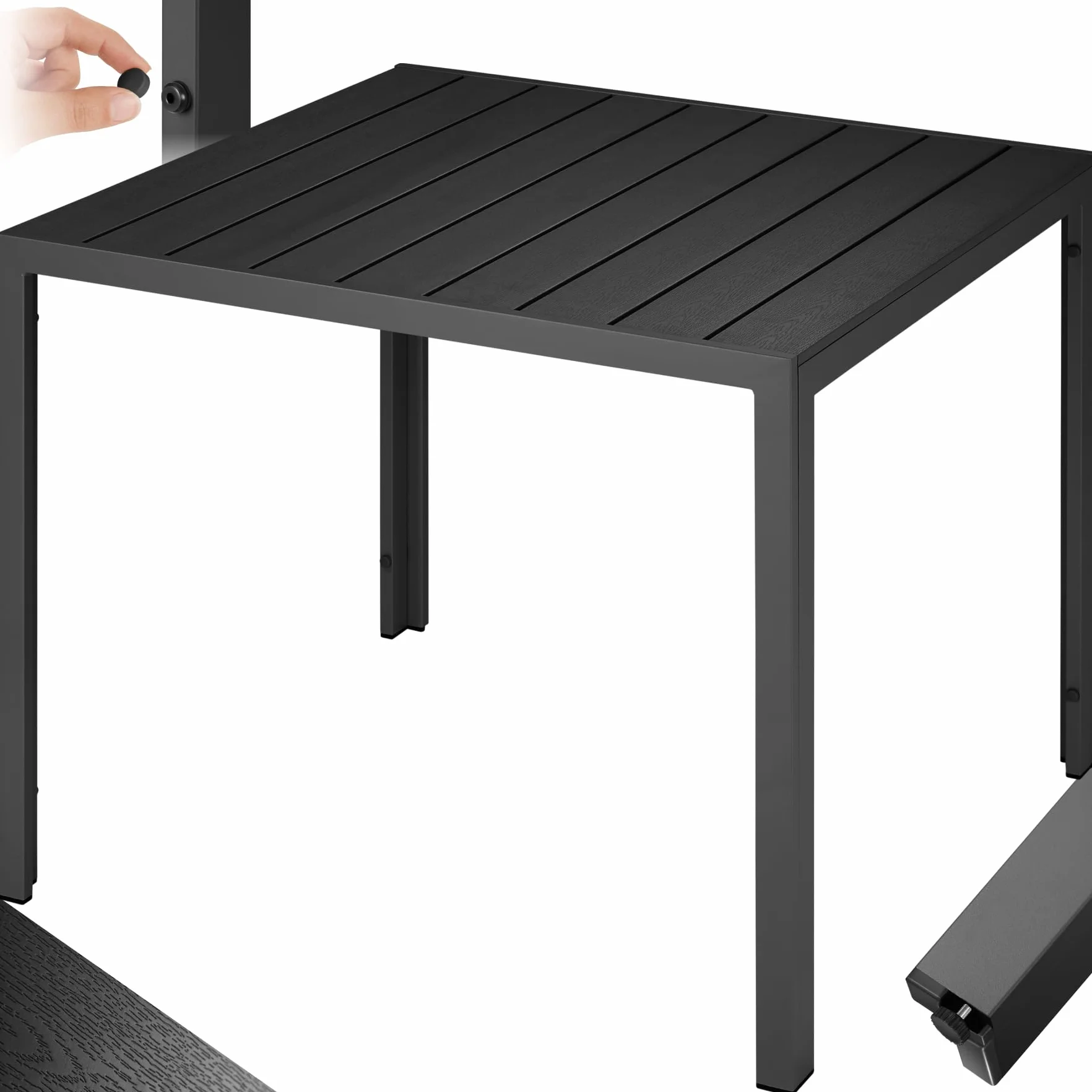 Table à Manger Extérieur en Aluminium Aspect Bois 90 x 90 x 74,5 cm pour Salon de Jardin