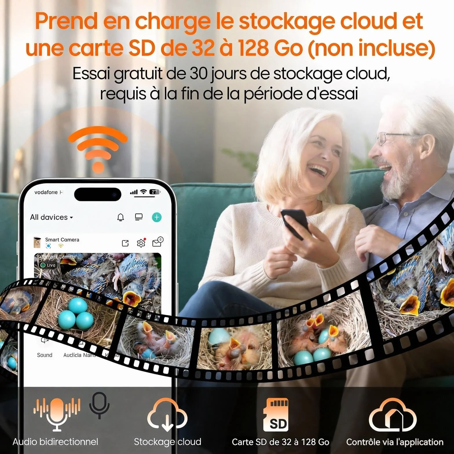 Nichoir Oiseaux avec Caméra 5MP HD WiFi 2.4G Vision Nocturne Exterieur