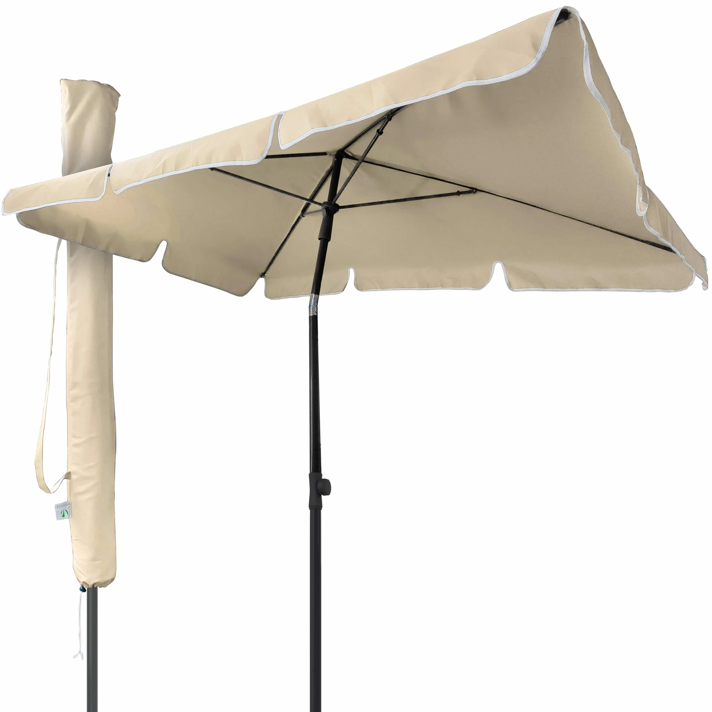 Parasol Inclinable Rectangulaire 200x125cm 160gr/m2 Protection UV Toile Polyester Pliable Extérieur Housse Beige