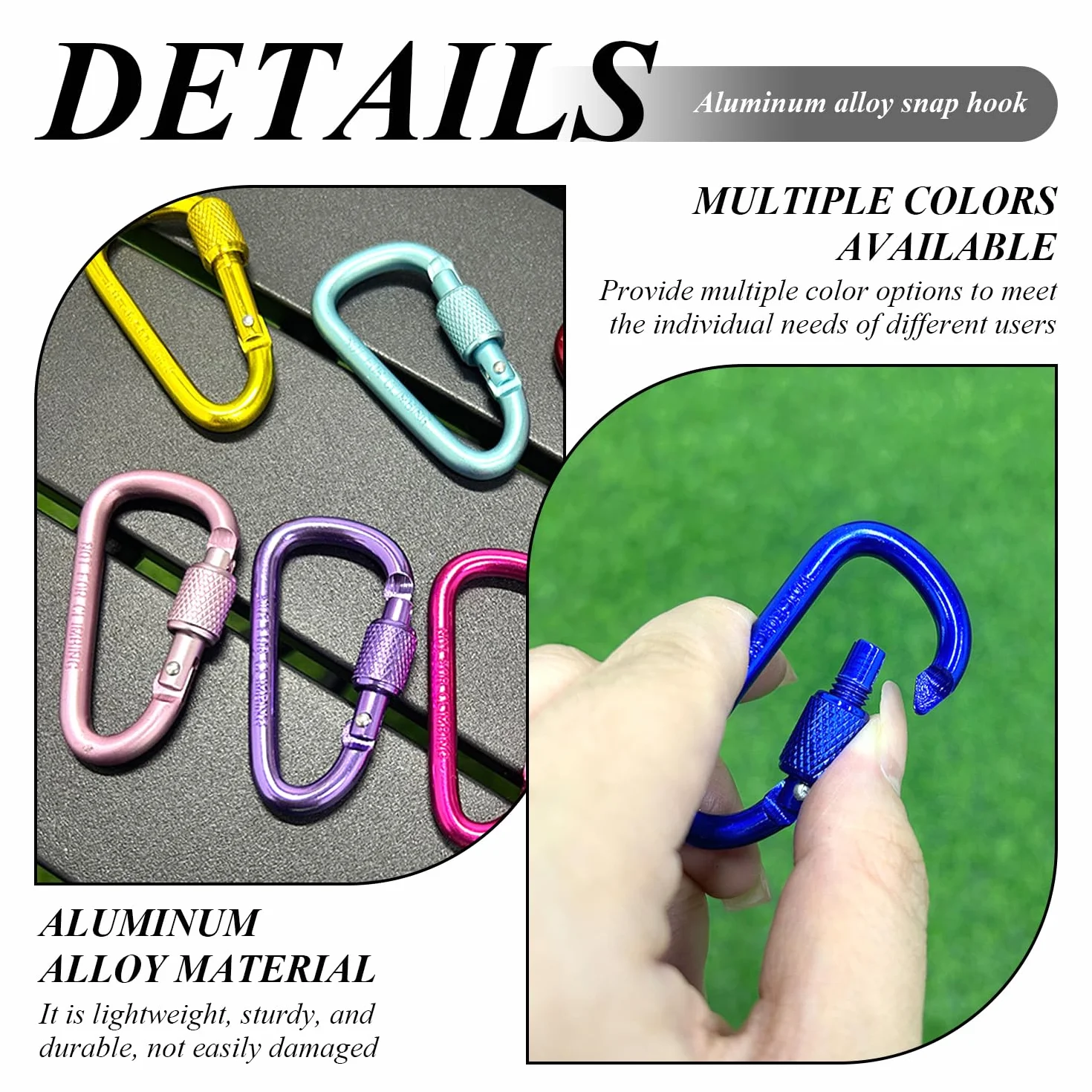 Boucle À Suspension Rapide en Alliage D'Aluminium en Forme De D De 14 Pièces, Légère, Robuste Et Multicolore en Option, Ouverture Et Fermeture À Une Main, Rangement De Camping Et Covoiturage.