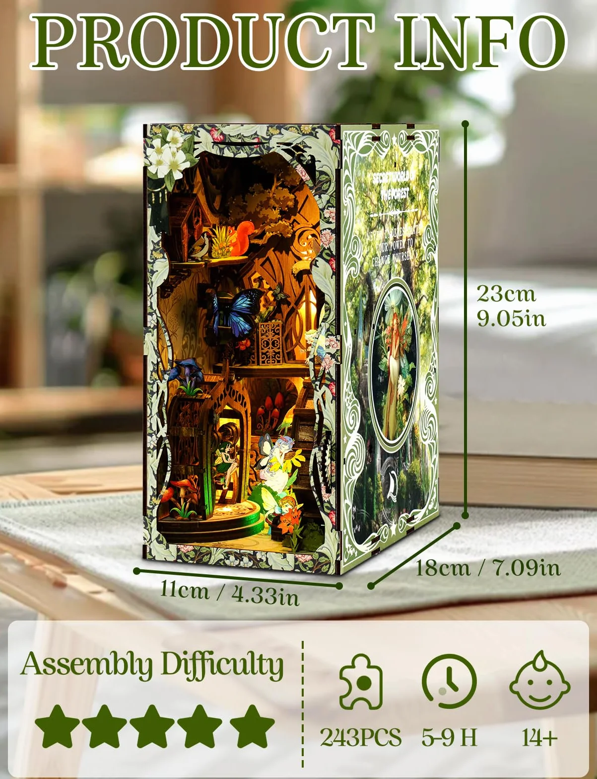Kit DIY Book Nook en Bois Maquette 3D Monde Magique de la Forêt