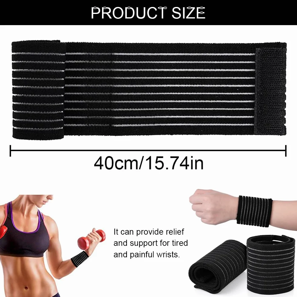 KARELLS Bande Poignet Support Compression Noir 4PCS
