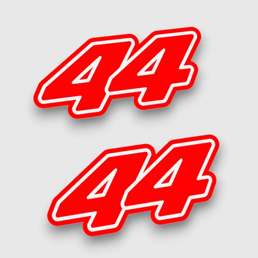 Lewis Hamilton Autocollant 2022 pour voiture 44 F1 Formule 1 Rouge fluo (Rouge fluo/blanc, 8 cm x 3,5 cm)