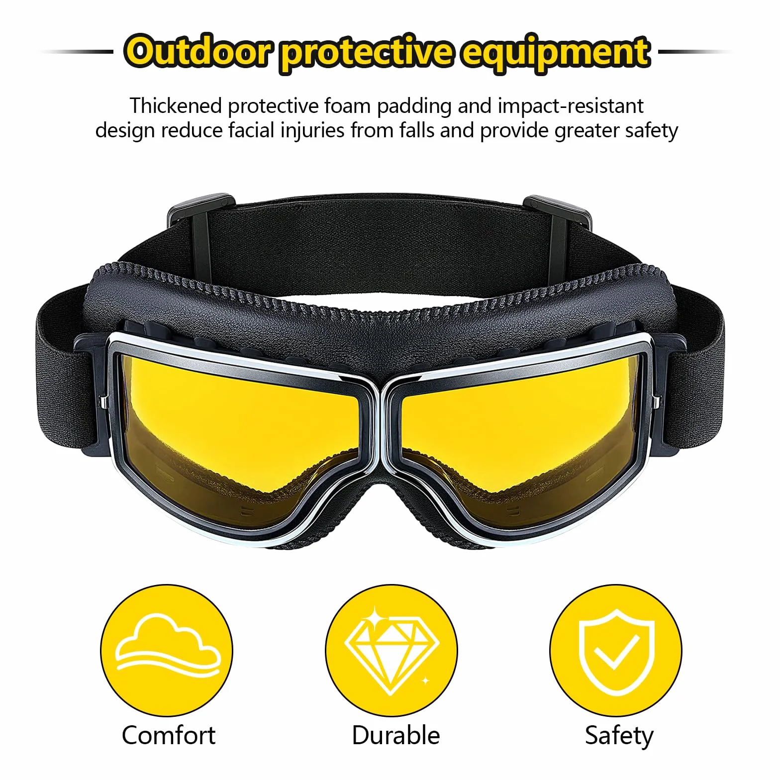 Coupe-Vent Lunette, Anti-Buée Anti-Poussière Lunettes de Motocross, Unisexe Lunettes Oldtimer Moto, Pilote Mototourisme