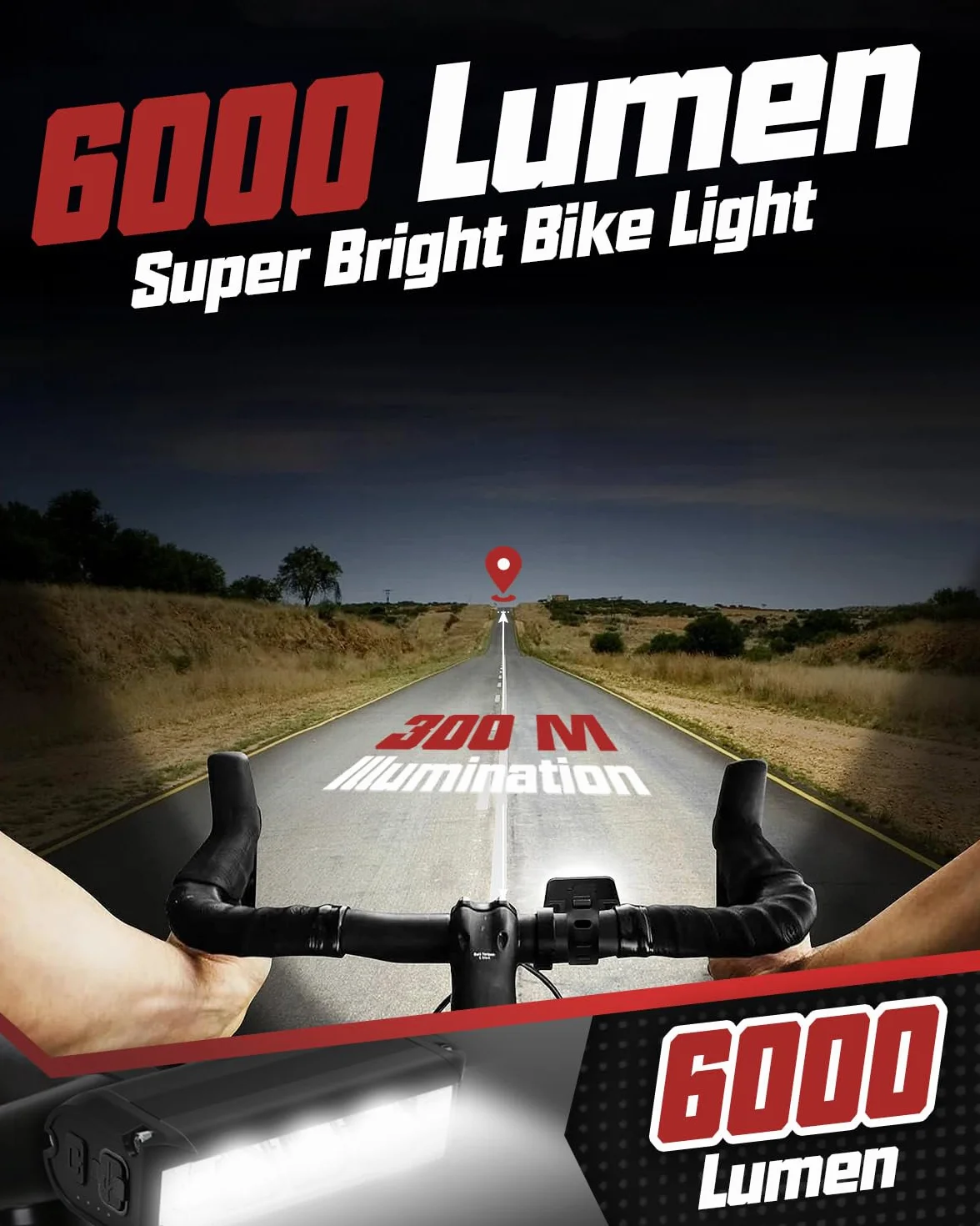 Victoper Lumiere de Vélo,Eclairage Velo Avant et Arrière 6000 Lumens 5 Modes D'éclairage IPX4 Étanche Rechargeable LED Éclairage Vélo Avant et Arrière Compatible avec la Plupart des Vélos