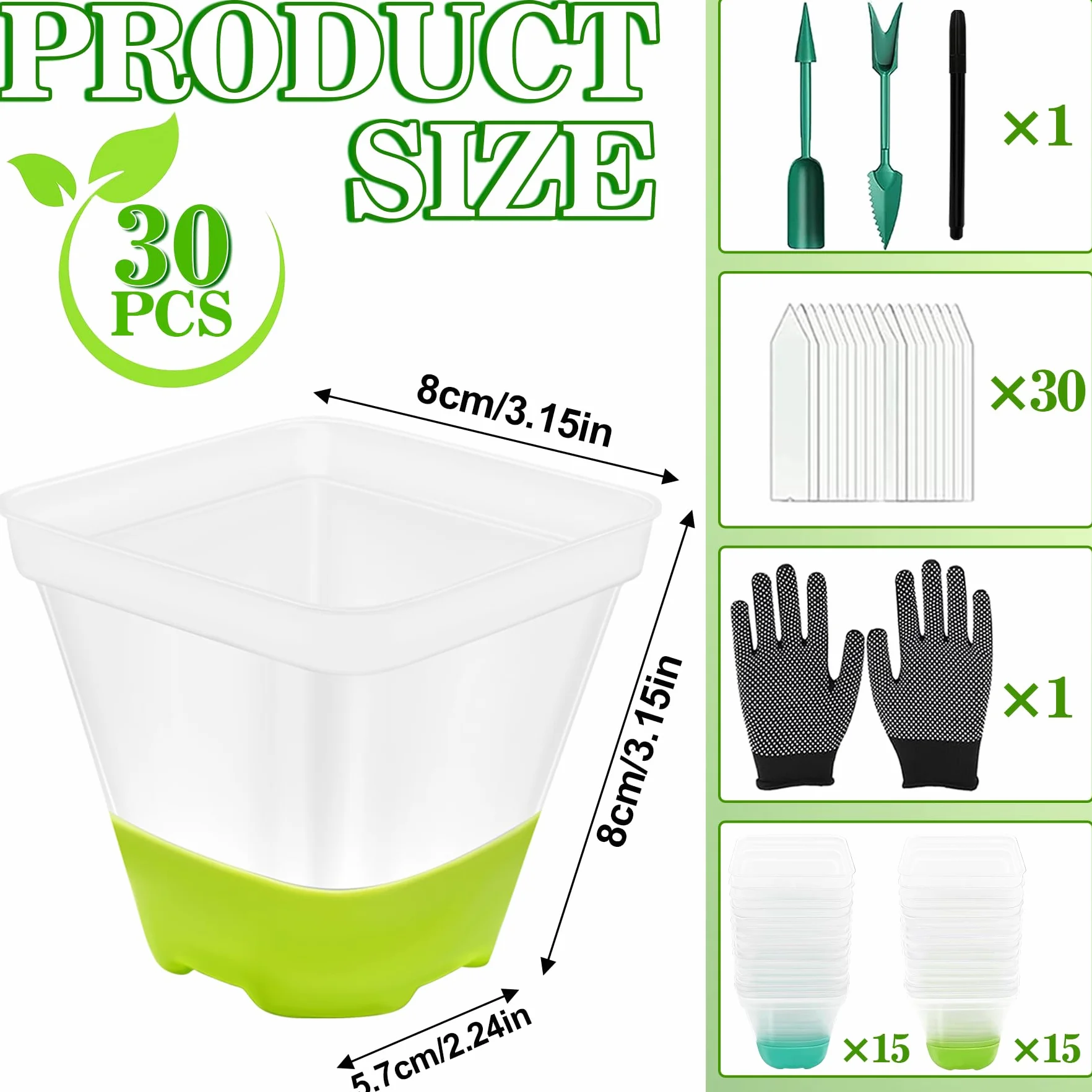 TZEKING 30 Pièces Pots pour Semis Transparents avec Base en Silicone Réutilisable avec Trous de Drainage