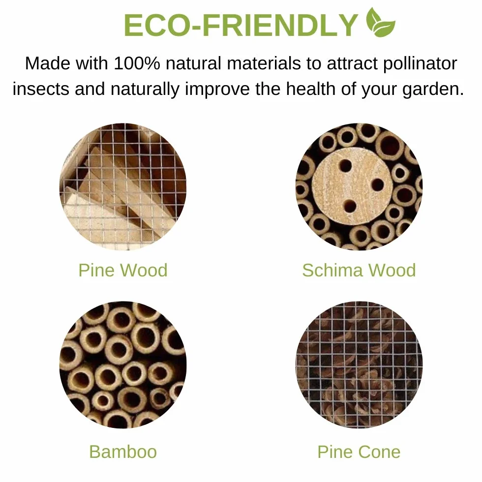 Buddy Wild Hôtel à Insectes 28 x 9,5 x 40 cm Abri de Jardin Écologique pour Abeilles Papillons Maison Bois Toit en Tôle