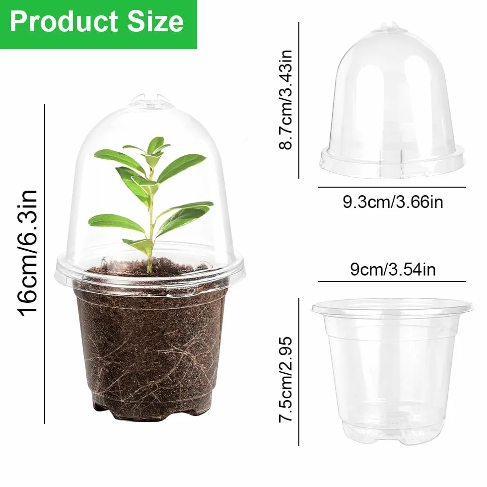30 Pièces Pots de Pépinière Transparents avec Dôme d'Humidité, 10cm Plastique, Pots de Démarrage de Semis