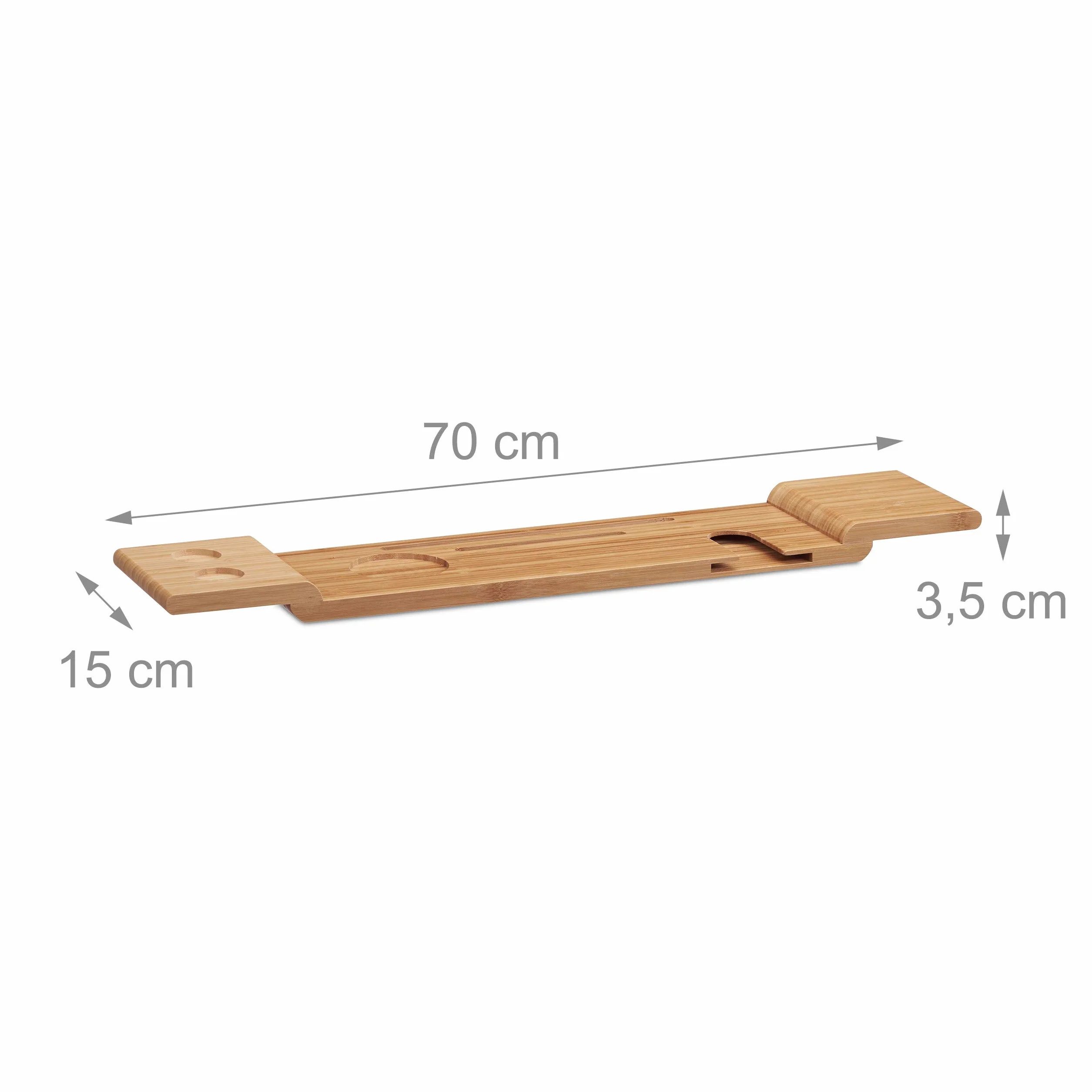 Relaxdays Pont de Baignoire Bambou 70cm Tablette de Salle de Bain Verre Portable